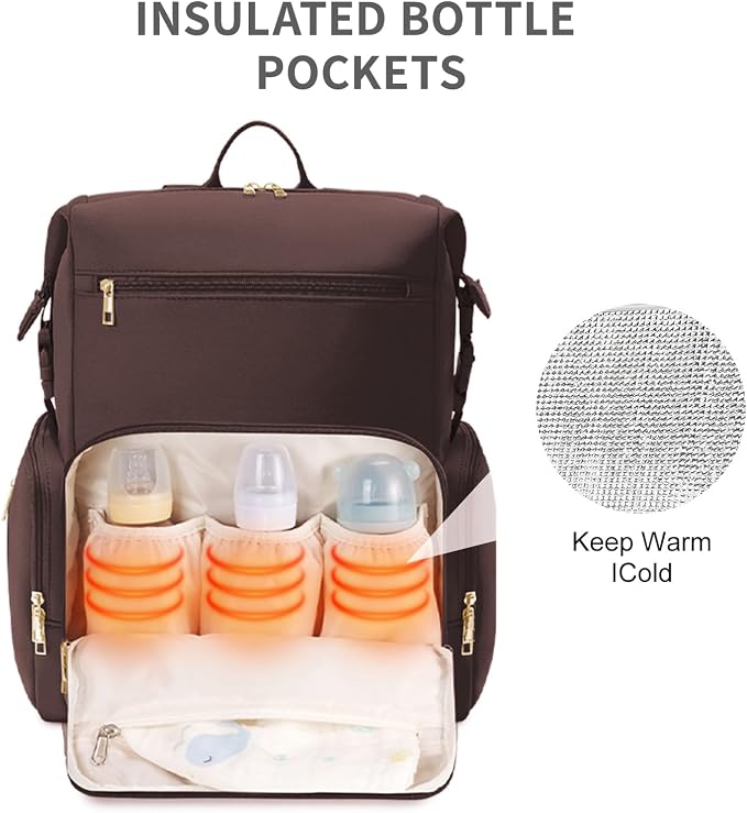 CEI-CEI Neoprene Diaper Bag Backpack Large Newborn Baby Maternity Bags Waterproof Travel Backpack for Mom Dad with Insulated Pockets,Changing Pad