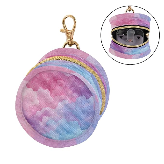Pacifier Holder with Clip Pacifier Case for Diaper Bag Round Baby Pacifier Pouch Box Bag Portable Colorful Tie Dye