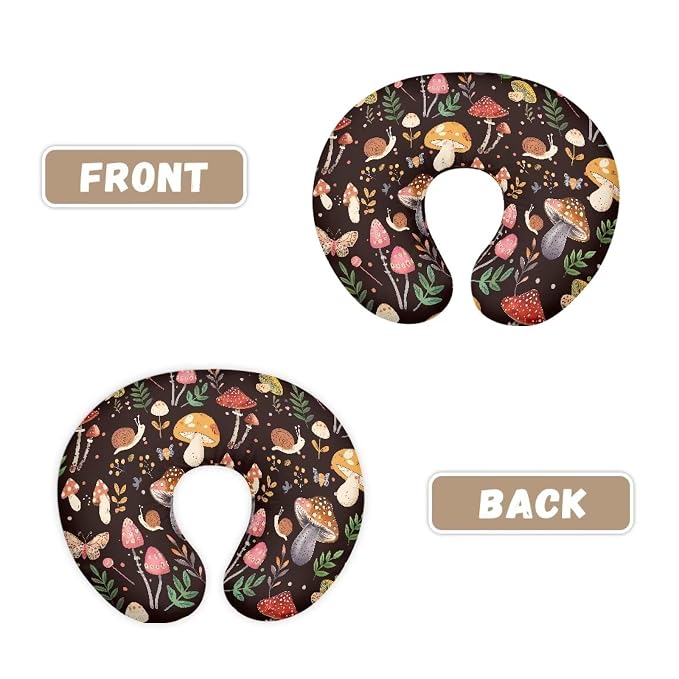 Mushroom Nursing Pillow Support Cover with Hidden Zipper Soft Breathable Fabric Breastfeeding Pillow Slipcover for Baby Boys & Girls Shower Gift or Nursery Room Decor