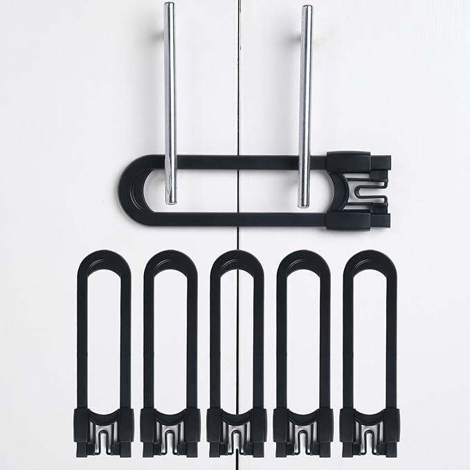 Sliding Cabinet Locks Baby Proofing ??Adjustable Child Safety Latches for Knobs & Handles ??6 Pack ??No Adhesive Drilling or Tools - Black