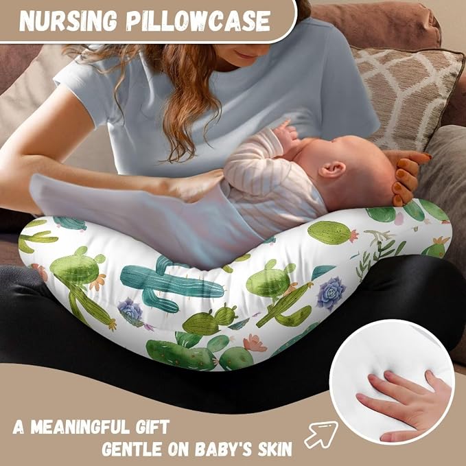 Cactus Breastfeeding Pillow Slipcover for Baby Boy Girls Removable Nursing Pillow Cover Stretchy Nursing Pillows Cover Soft Nursings Pillows Protective Covers
