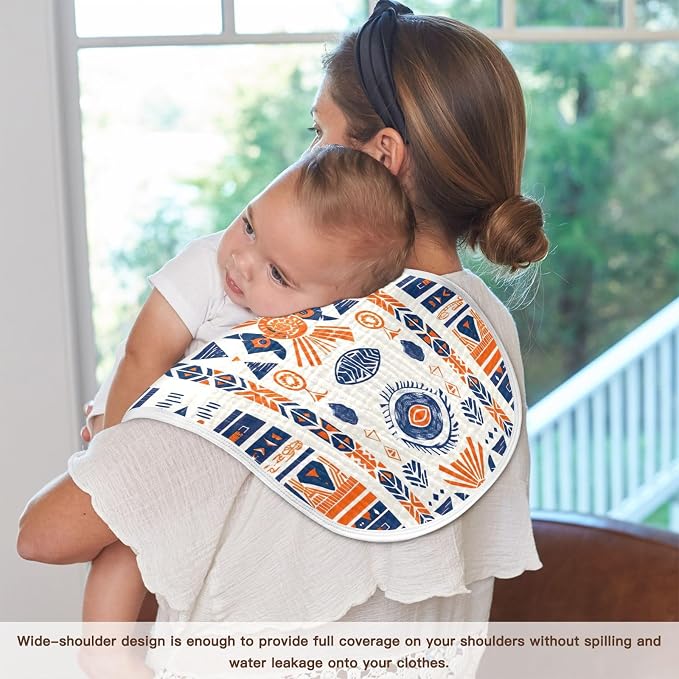Native American Tribal Muslin Baby Burp Cloths - Super Absorbent and Soft Burping Rags - Cotton Burp Clothes Set for Boys and Girls, 1 Pack