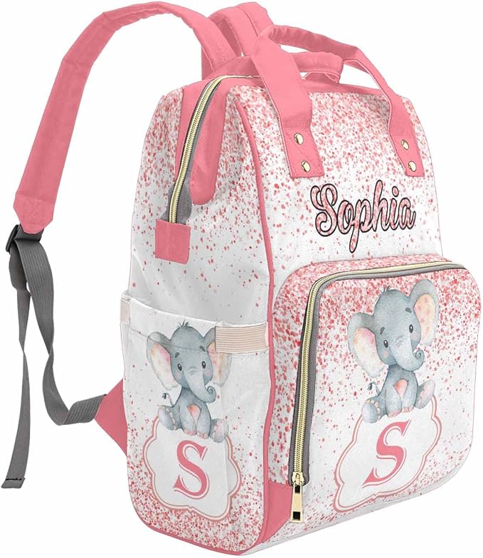 M YESCUSTOM Personalized Diaper Bag with Name Letter Custom Mommy Bag Backpack for Women Customized Waterproof Large Capacity Travel Daypack Pink