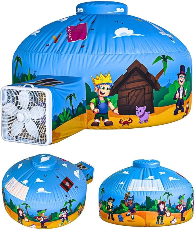 Skywin Air Tent for Kids (77??x 50?? Builds in 30 Sec, Toddler Tents Indoor for Imaginative Play, Spacious Kids Forts Indoor Playhouse for Boys & Girls Ages 3-14 (Fan Not Incl) (Blox Fortress)