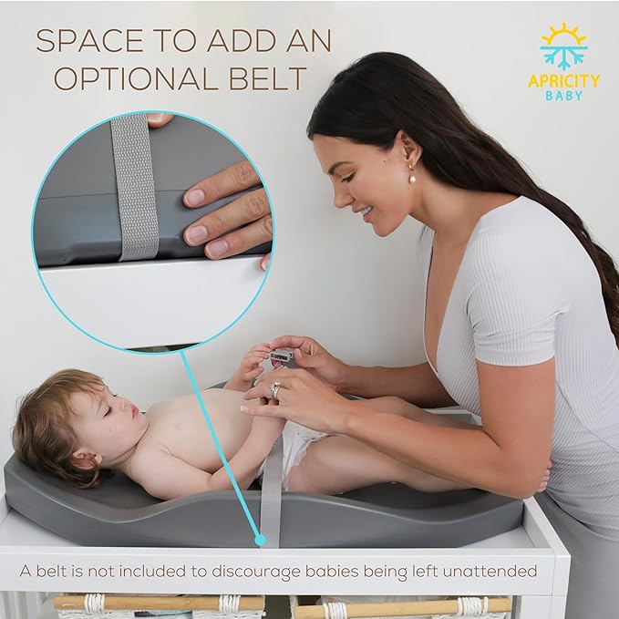 Apricity Baby Diaper Changing Pad ??Waterproof Wipe-Clean Foam Changing Mat with Raised Sides, Non-Slip Base & Portable Design, Extra-Large 31.5??× 19.7??for Newborn to Toddler (Grey)