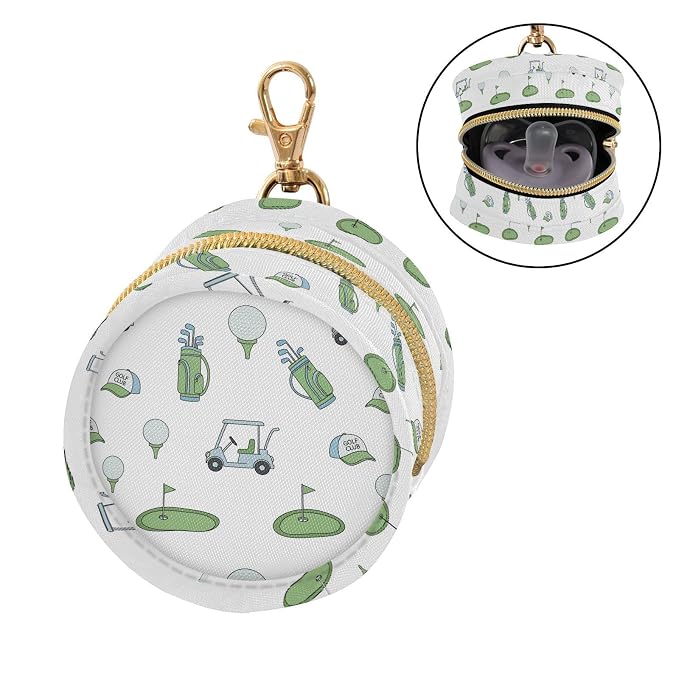 Golf Car White Print Pacifier Holder Case with Clip Paci Holder Pacifier Storage Case Container Portable for Diaper Bag Newborn Girl Boy Essentials