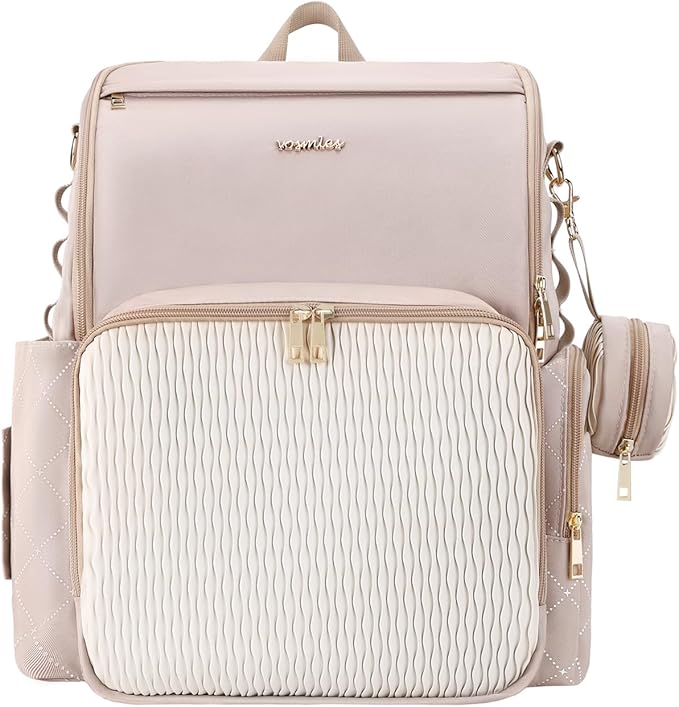Stylish Baby Diaper Bag, Baby Bag with Changing Pad, Pacifier Case& Stroller Straps, Large Diaper Backpack Boy Girl, Water Resistant Travel Diaper Backpack for Mom Dad