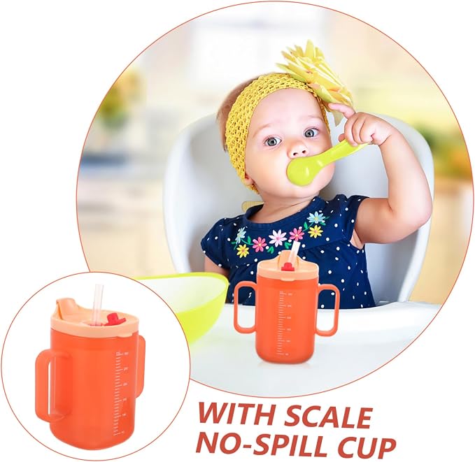 DECHOUS Double Handle Drinking Cup with Straw Boy Girl Water Cup Durable Lightweight and Ergonomic Design for Easy Grip for Milk and Water Training