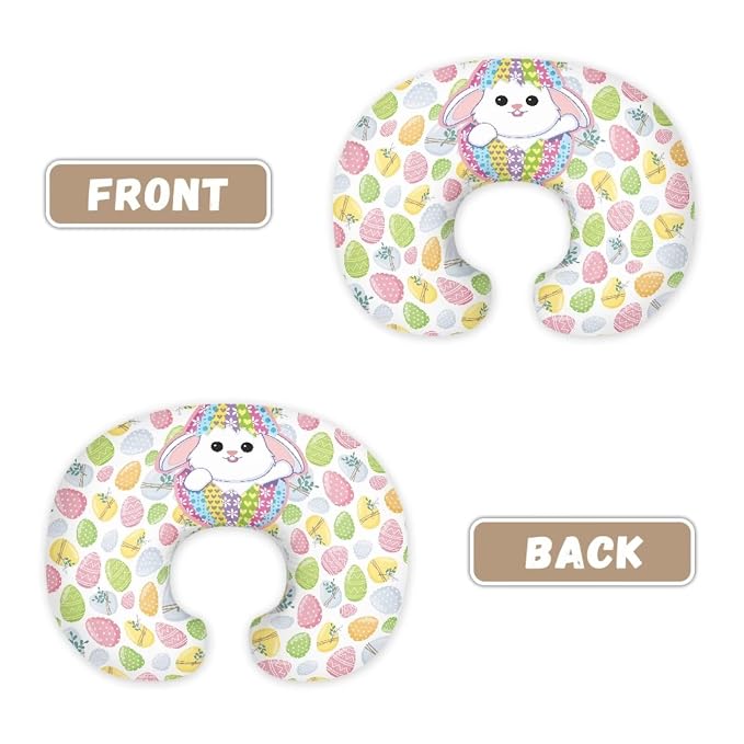 Egg Rabbit is Cute Nursing Pillow Covers Slipcovers for Breastfeeding Moms, Ultra Soft Breathable Feeding Pillow Slipcover for Baby Boy Girl Easter