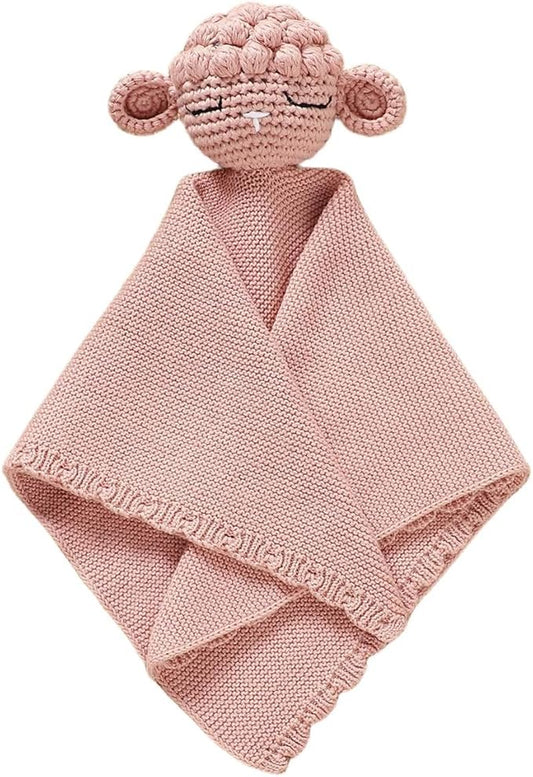 Neiwech Sheep Snuggle Loveys for Babies Cotton Baby Security Blanket for Newborn Infant Boys Girls Pink