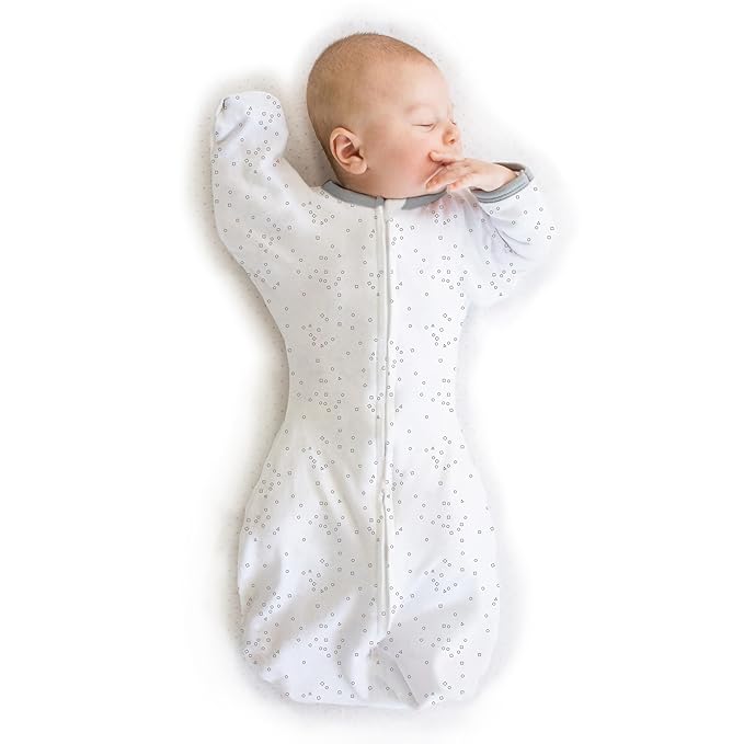 Amazing Baby Transitional Swaddle Sack, Arms Up Half-Length Sleeves & Mitten Cuffs, Swaddle for Newborn Transition to Baby Sleep Sack Wearable Blanket, Medium, 3-6 month, 14-21 lb, Sterling confetti