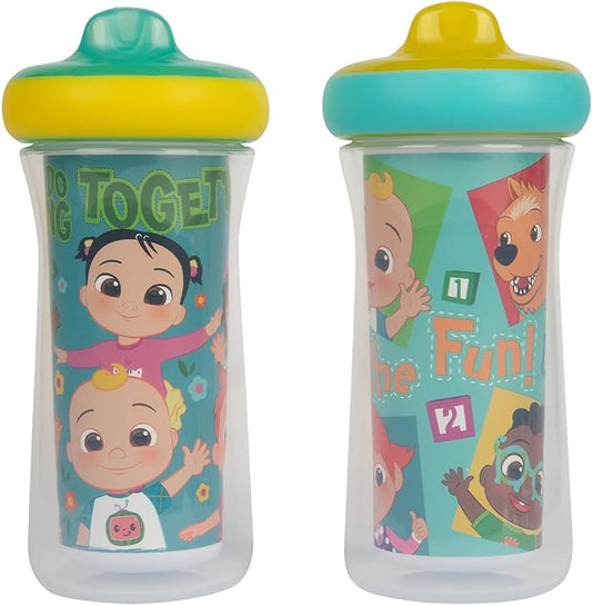 The First Years Cocomelon Kids Insulated Sippy Cups - Dishwasher Safe Spill Proof Toddler Cups - Ages 12 Months and Up - 9 Ounces - 2 Count