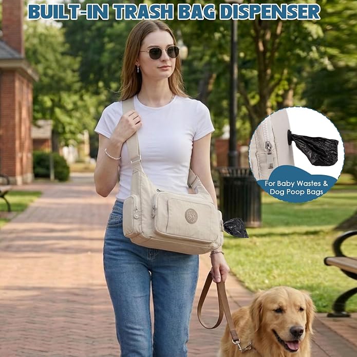 Puffer Crossbody Bags for Women Mom Large Diaper Bag Purse with Wipes & Trash Dispenser Cross Body Purses Messenger Bags | Wipes Dispenser