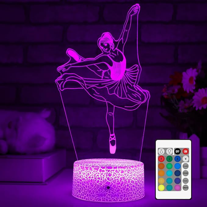 FlyonSea Kids Ballet Gifts,Ballets Girls Light Dancer 16 Color Changing Nightlight with Touch and Remote Control, Ballet Art Decor Light Birthday Gifts for Kids Girls Baby