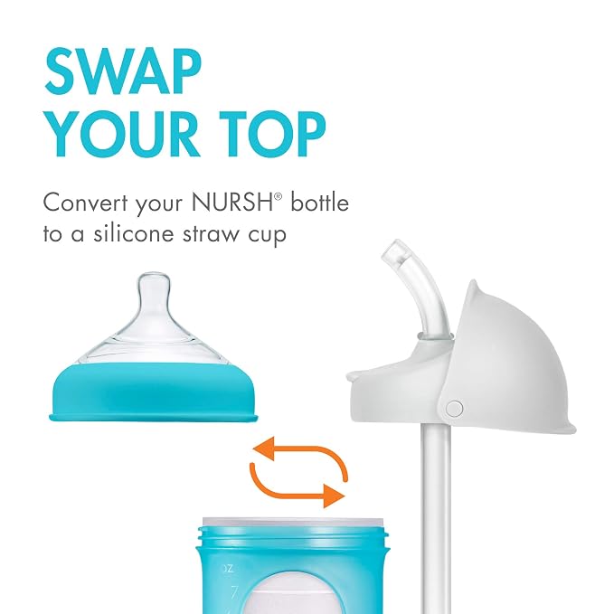Boon Snug Silicone Sippy Cup Lids and Straws - Includes 3 Lids and 3 Straws & Nursh Silicone Straw Sippy Cup Lid - Conversion Straw Top Nursh Bottles