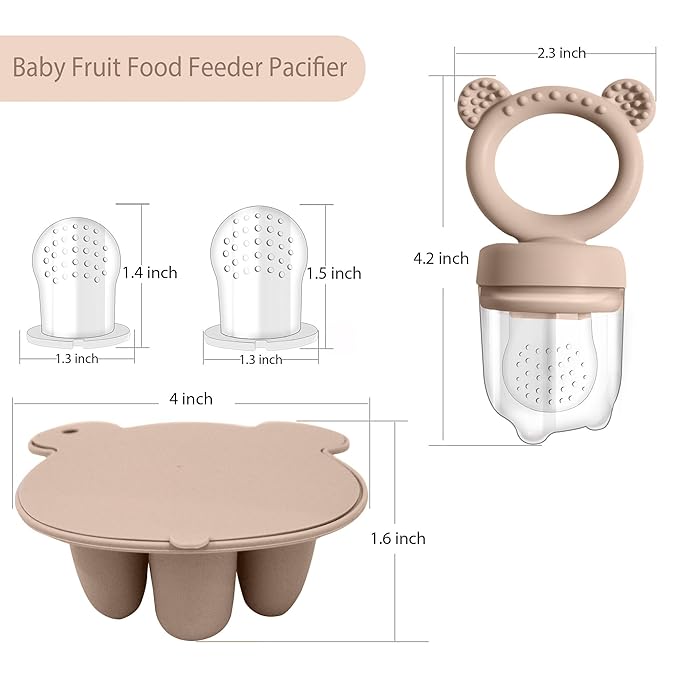 BigSpinach Silicone Baby Food Freezer Tray with Teething Popsicle Molds - Baby Fruit Feeder and Breastmilk Teether Combo