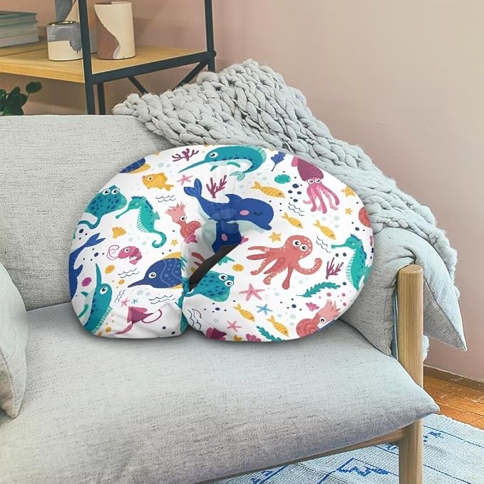 Nursing Pillow Cover for Baby Girl, Nursing Essentials for Bottle and Breastfeeding, Nursing Pillows Covers, Marine Animals