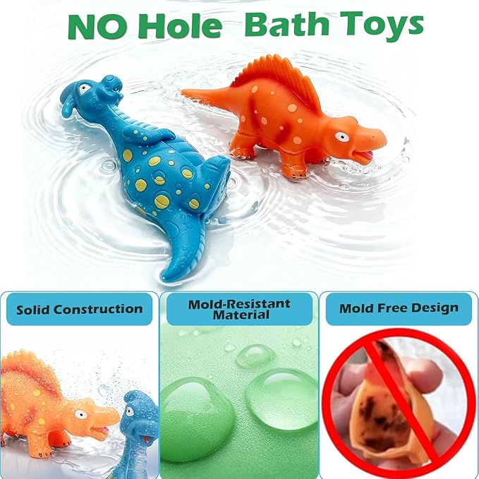 Color Changing Dinosaur Bath Toys: Fun Mold Free Bath Toys for Kids Ages 2-8 Who Hate Baths - Stops Bath Time Fights in 3 Seconds