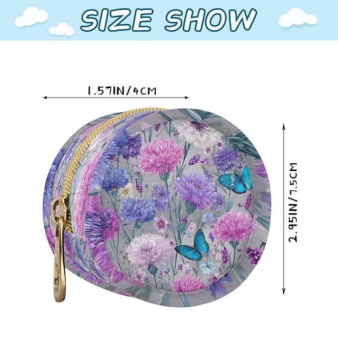 Pacifier Holder with Clip Pacifier Case for Diaper Bag Round Baby Pacifier Pouch Box Bag Portable Grey Pink Corflower Butterfly