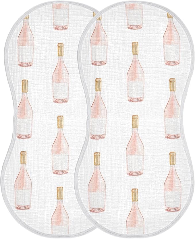 vvfelixl Baby Burp Cloths Watercolor Rose Wine Bottle Baby Newborn Cotton Burping Cloths Set Baby Washcloths 4 Pack