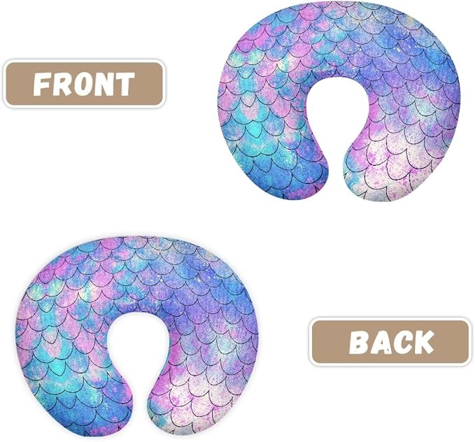 Mermaid Scale Nursing Pillow and Positioner Detachable Original Breastfeeding Newborn Nursing Pillow Case Stretchy Replaceable Head Support Protector Cushion Essentials with Hidden Zipper