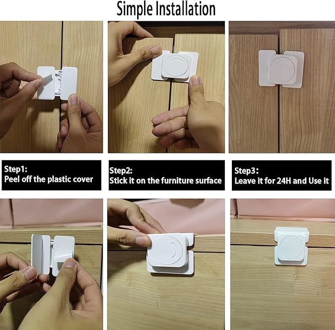 CMINGJ Cabinet Locks(6-Pack) for Babies Baby Proofing Cabinet Child Latches Locks Suitable for Cabinets, Drawer, Refrigerator, and so on.(White) (4 Flat Lock + 2 Right Angle Lock)