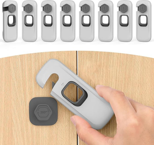 8 Pack Cabinet Locks Baby Proofing, Multi-Purpose Child Proof Cabinet Locks with Strong Adhesive, Safety Baby Locks for Cabinets, Baby Safety Locks for Cabinets, Kitchen Toddler Cabinet Locks