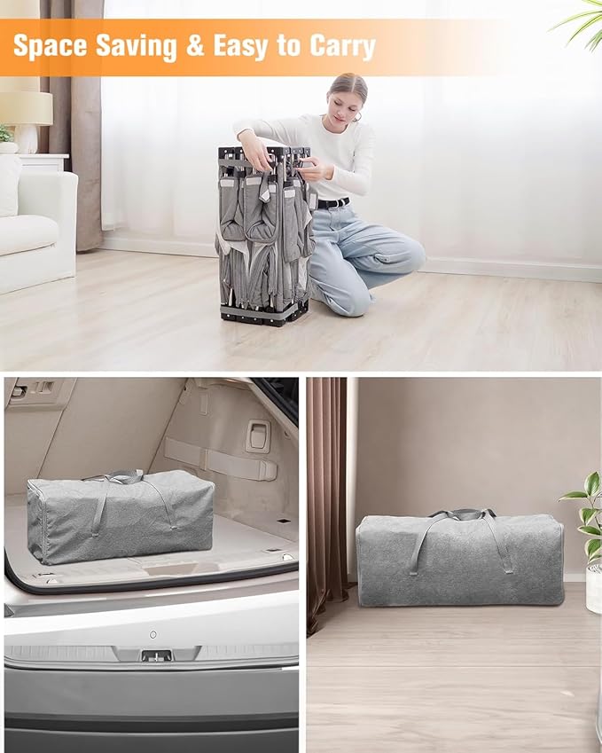Veraste Foldable Baby Playpen with Gate, Extra Large Collapsible Play Yard for Babies & Toddlers, Portable Travel Playpen, Baby Activity Center for Indoor & Outdoor Use (Grey 51"×51")
