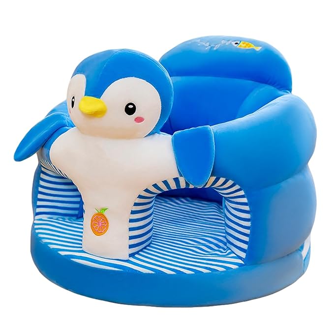Baby Sit Up Chair with Cartoon Animals Plush Sofa - Toddler Learn to Sit Up - Washable Cover for Back & Head Support - Sitting Infant Seat