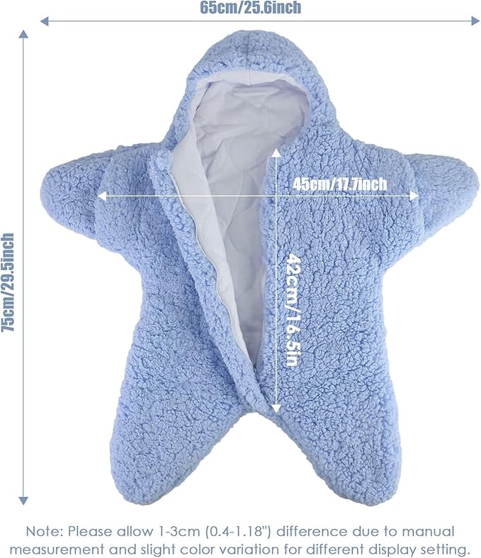 Baby Wearable Sleeping Bag Baby Starfish Onesie Newborn Snowsuit Winter Jumpsuit Outfit Hooded Swaddle Blanket Stroller Wrap for 2-6 Months Boys Girls