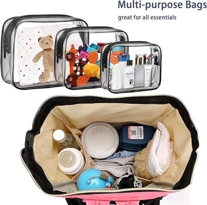 Timberer Diaper Bag with Organizing Pouches, Nappy Bags Handbag Multifunction Diaper Bag for Baby Care Travel Backpack Large Capacity Rose
