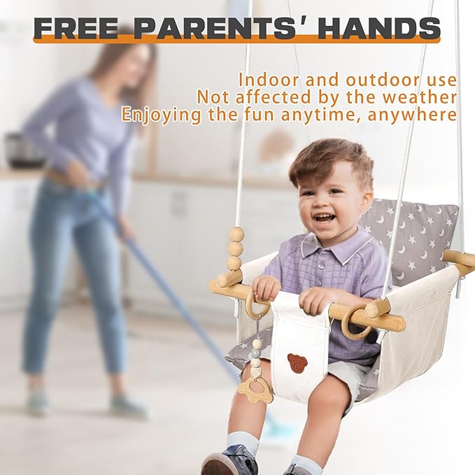 2 in 1 Baby Jumper & Swing, Baby Jumper for Indoor and Outdoor Use, Toddler Swing with Foldable Stand, Stable Bouncer Jumper（White）