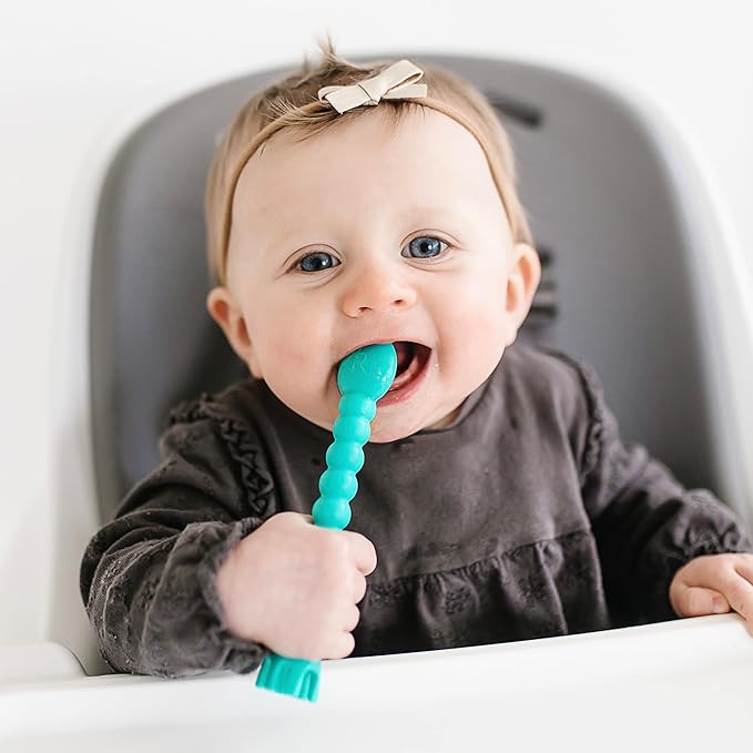 Ryan & Rose Cutie Tensils Baby Spoon and Fork [2 Pack] (Turquoise)