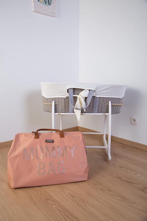 Childhome The Original Mommy Bag – Large Baby Diaper Bag, Mommy Hospital Tote and Travel Tote, Pregnancy Must Haves (Mommy Pink)