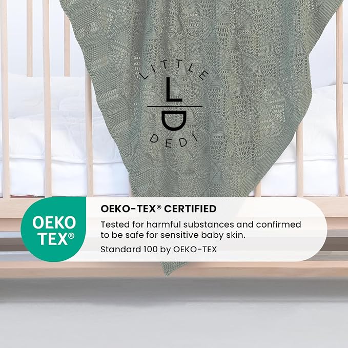 100% Tencel Baby Blanket 30x40 in, Pepper Green, Oeko-Tex Certified, Silky Soft Knit, Thermal-Regulating Swaddle and Receiving Blanket for Newborns