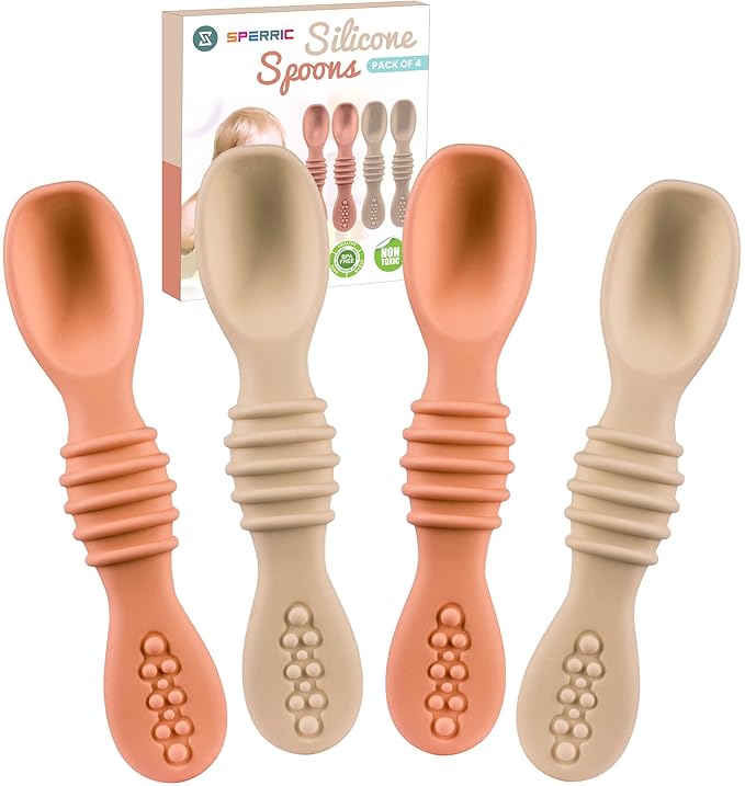 Silicone Baby Spoon Set - First Stage Baby Led Weaning Spoons, Gum Friendly, BPA & Phthalate Free, Self Feeding Utensils for Infant & Toddler, Great Gift Set