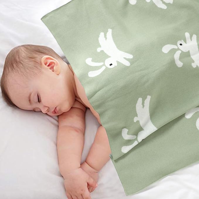 Hadetoto Baby Blankets for Boys and Girls, Newborn Knitted Cotton Swaddle Blankets Neutral Crochet Receiving Blanket, Baby Essentials, Registry & Gift, 40 x 30 inches