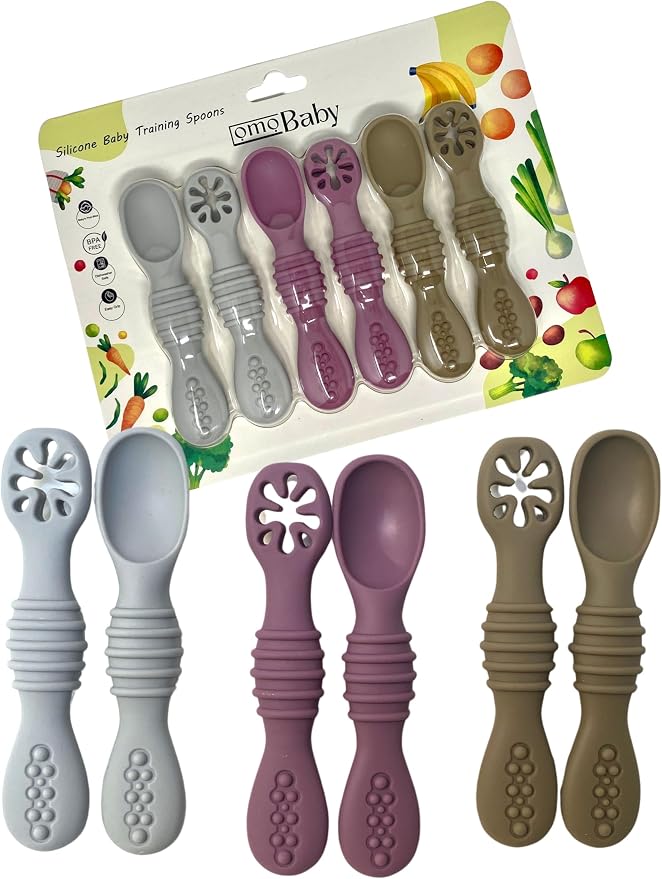 6 Pack Baby Led Weaning Silicone Spoons (Purple)