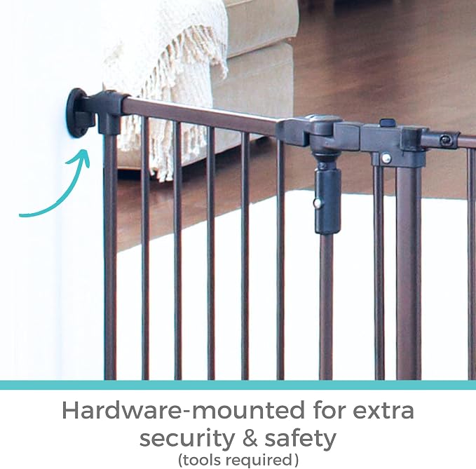 Toddleroo by North States - Deluxe Décor Safety Gate: Hardware Mounted Extra Wide Metal Baby Gate - Adjustable Child Gate - 38.3 to 72 Inches Wide - 30 Inches Tall - Matte Bronze