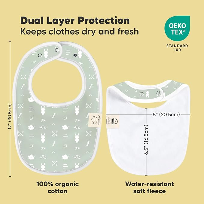 8-Pack Organic Baby Bibs for Boys, Girls - Soft Cotton Drooling and Teething Bibs for Baby Girl & Boy, Extra Absorbent, Easy to Clean & Put On for Toddler, Newborn, Infant 0-24 Months (Nordic)