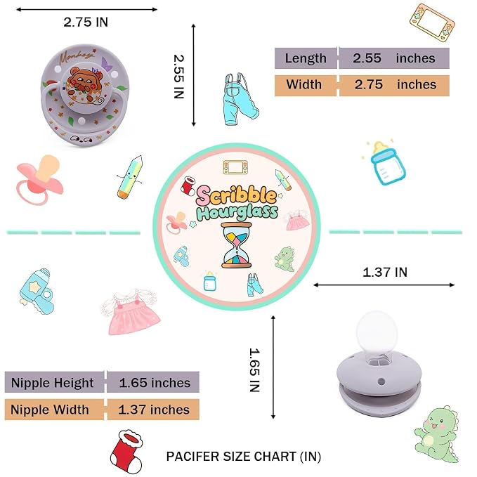 Cute White Monkey Comfort Soother with Clip & Reusable Storage Case, Large Round Shield Design for Relaxation, Sleep Support & Sensory Comfort, Kawaii Peach Monkey Style