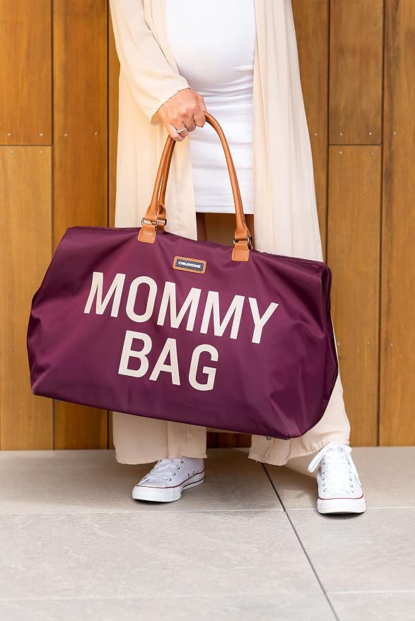 Childhome Original Mommy Diaper Bag - Large Tote for Travel and Hospital - Pregnancy Must Haves (Aubergine)