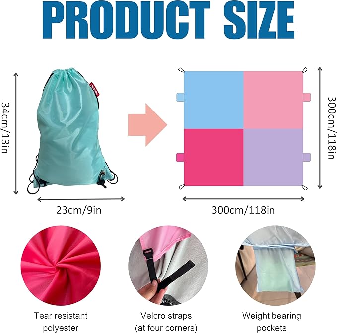 Blanket Fort Building Kit for Kids, Make a Portable Playhouse, Large Blanket and Clips, Magic Play Tent Boys Girls Indoor Outdoor Build Set, STEM Children Toy, Best Gift for Children, Ages 4, 8, 12 +