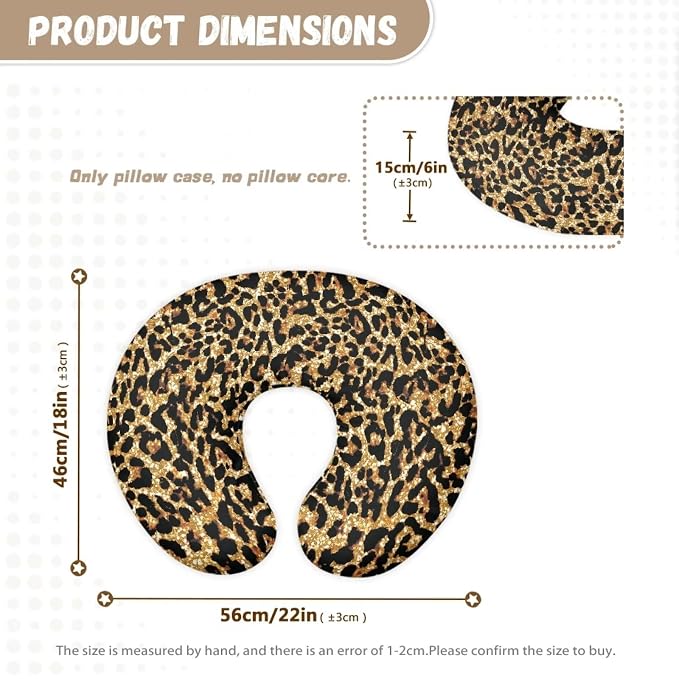 Leopard Print Nursing Pillow Slipcover Comfortable Skin-Friendly Fabric Nursing Pillow Replacement Cover Removable Bottle or Breastfeeding Pillowcase for Boys & Girls