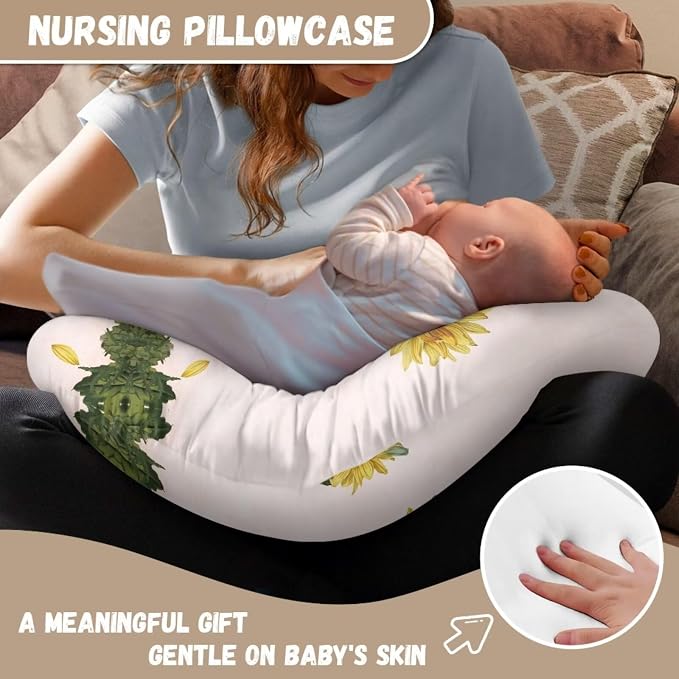 Character Sunflower Breast Feeding Pillow Covers, Ultra Soft Comfortable Slipcovers Stretchy Removable Cover for Breastfeeding Pillows for Baby Girl and Boy
