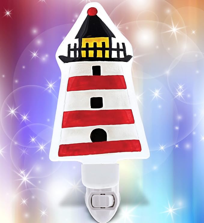 CoTa Global Lighthouse Plug in Glass Night Light Energy Efficient Nightlight Wall Decorative Manual On & Off Switch Incandescent Portable Lights for Stairways Bedroom Kitchen Hallways Bathroom