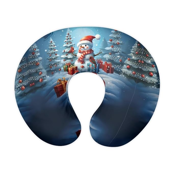 Christmas Snowmen Tree Nursing Pillowcase for Baby Girls and Boys Cozy Skin-Friendly Replacement Nursing Pillow Support Cover with Hidden Zipper for Nursery Room Home Sofa Decor