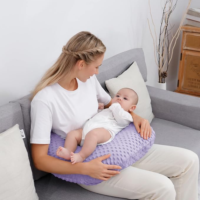 Nursing Pillow and Positioner with Cover for Breastfeeding and Bottle Feeding, Propping Baby, Tummy Time, Baby Sitting Support, Awake-Time Support (Orchid, 22" x 17.7" x 5.9")