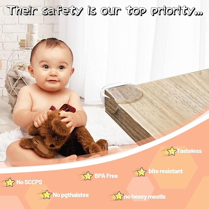 [24 Packs] BECOMTO Baby Safety Corner Guards,Premium Clear Furniture Edge Corner Protector with Strong 3M Gel Stickers Adhesive,Baby Safety Desk Table Sharp Corner Cushion Padding,Crystal Technology