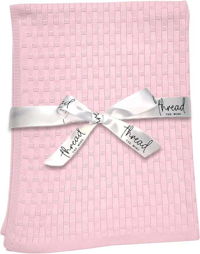 The Lattice Blanket - 100% Organic Cotton Baby Blanket, American Made, 30x40in - Bassinet, Crib, Stroller - Gift Registry Baby Shower for Newborns and Kids (Baby Pink)